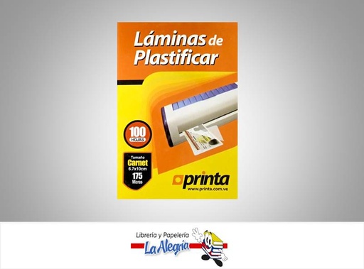 [LAMI01] LAMINA P/PLASTIFICAR 6,7X10CM 175M 100 H MARCA PRINTA   