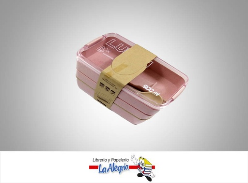 [LUNCHBOX900] VIANDA BAMBU 900ML 3 DIVISIONES ROSADO UND