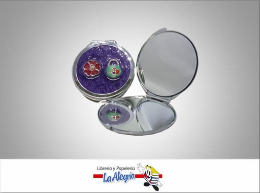 [M-48] ESPEJO D/MANO REDONDO MORADO C/RELIEVE MARCA S/M   