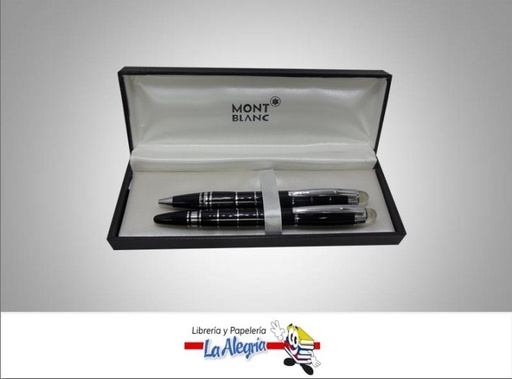 [MON2] BOLIGRAFO MONT BLANC 2 PIEZA NEGRO/PLAT MARCA MONT BLANC   