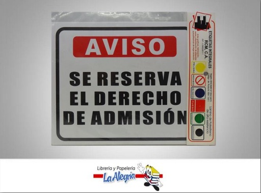 [N010] SENAL SE RESERVA EL DEREC D/ADMI 21,5X18 MARCA ETINCA   