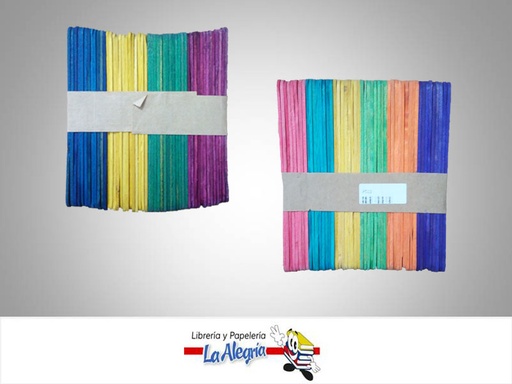 [P06] PALETA MADERA 130X10MM MULTICOLOR 50UN MARCA S/M