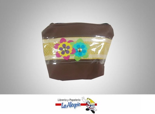 [PC0030] PORTACOSMETI S/CUERO 19,5X14 CM MARRON F MARCA ADRIESDESIGN   