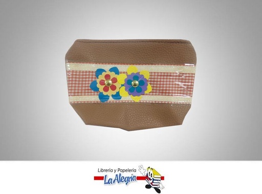 [PC0031] PORTACOSMETIC S/CUERO 19,5X14CM FLOR MARCA S/M   