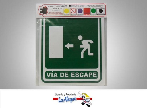 [PDV021] SENAL VIA DE ESCAPE IZQUIERDA 21,5X18CM MARCA ETINCA   