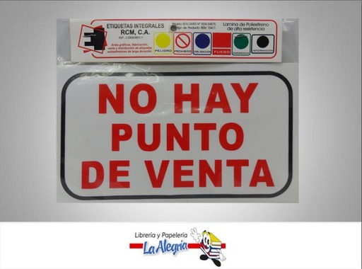 [PRJ046] SENAL NO HAY PUNTO DE VENTA 23,5X13,5CM MARCA ITECA   