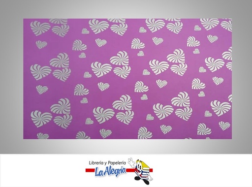 [PRP0009] PAPEL DE REGALO CORAZON RETRO 66X46 CM FUCSIA UND MARCA PAPURRI