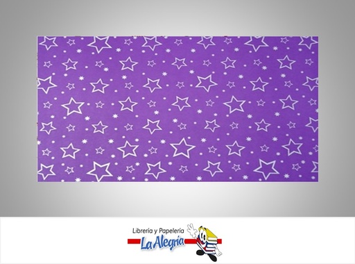 [PRP0014] PAPEL DE REGALO ESTRELLAS 66X46 CM MORADO/PLATA UND MARCA PAPURRI