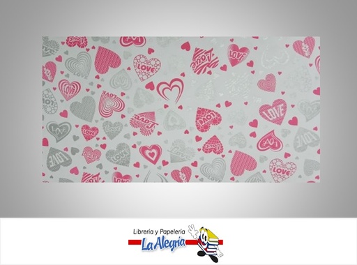[PRP0018] PAPEL DE REGALO LOVE CORAZON 66X46 CM BLANCO UND MARCA PAPURRI