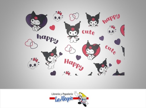 [PRP0019] PAPEL DE REGALO KUROMI 66X46 CM BLANCO/FUCSIA UND MARCA PAPURRI