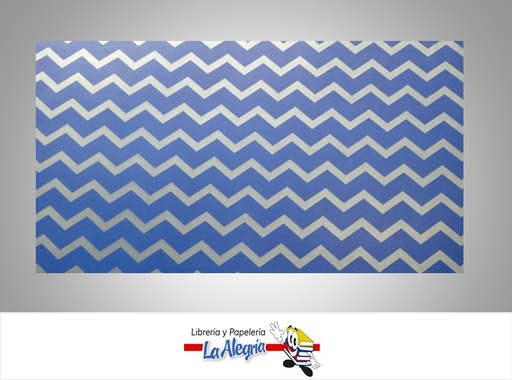 [PRP0021] PAPEL DE REGALO LINEAS ZIG-ZAG 66X46 CM GRIS/AZUL REY UND MARCA PAPURRI