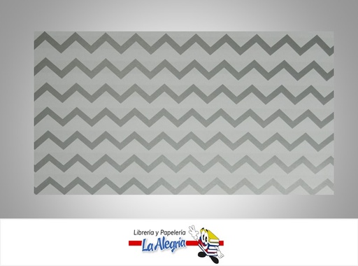 [PRP0023] PAPEL DE REGALO LINEAS ZIG-ZAG 66X46 CM PLATA/BLANCO UND MARCA PAPURRI