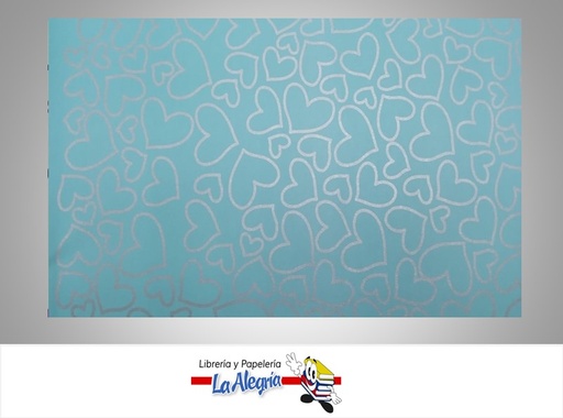 [PRP0025] PAPEL DE REGALO CORAZONES 66X46 CM TURQUESA UND MARCA PAPURRI