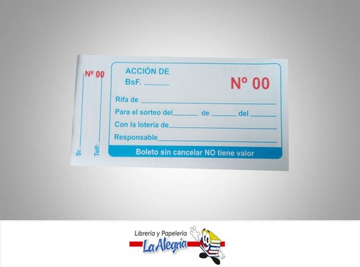 [RIFA02] TALONARIO DE RIFA DEL 00 AL 99 10,2X4,8 MARCA S/M   