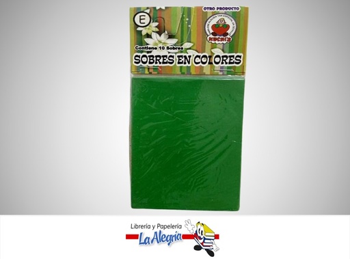 [S03C028] SOBRE #3 10,8X7,1 CM VERDE UND MARCA CROMO DISEÑO