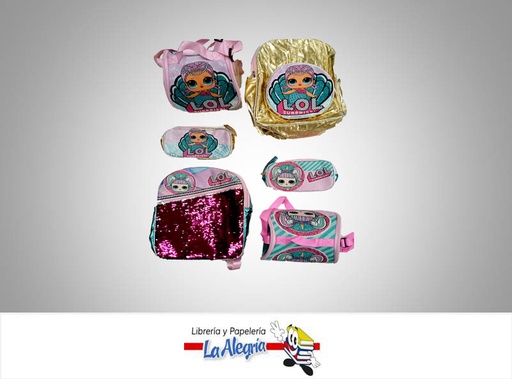 [SET0003] MORRAL ESCOLAR PEQUENO METALIZADO 3PZ MARCA S/M   