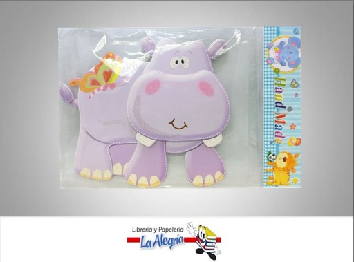 [ST5-01] FIGURA C/RELIEVE ESCARCHADO HIPOPOTAMO MARCA HAND MADE   