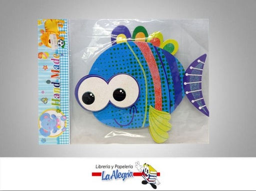 [ST6-01] FIGURA C/RELIEVE ESCARCHADO PEZ AZUL MARCA HAND MADE   