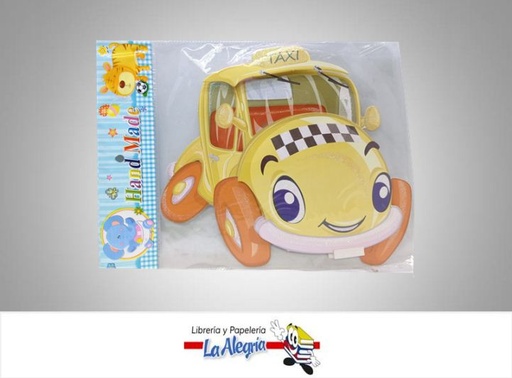 [ST7-01] FIGURA C/RELIEVE ESCARCHADO CARRO AMARIL MARCA HAND MADE   