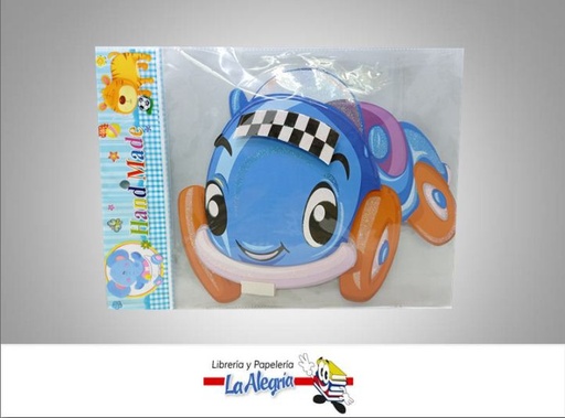 [ST7-02] FIGURA C/RELIEVE ESCARCHADO CARRO AZUL MARCA HAND MADE   