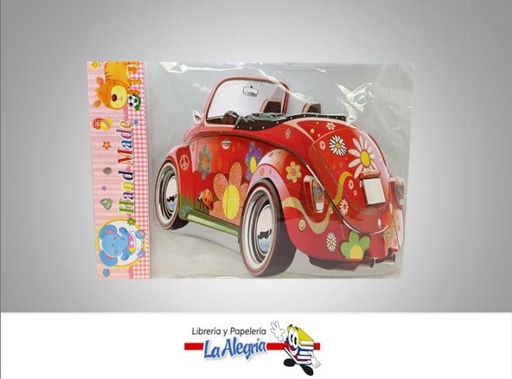 [ST7-04] FIGURA C/RELIEVE ESCARCHADO CARRO ROJO MARCA HAND MADE   