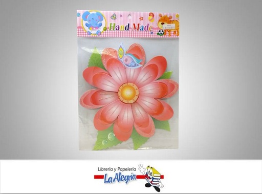 [ST8-03] FIGURA C/RELIEVE ESCARCHADO FLOR ROSADA MARCA HAND MADE   