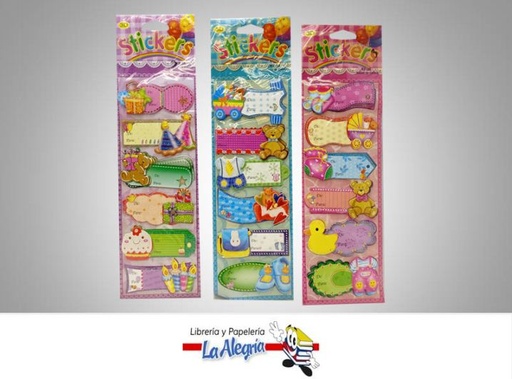 [STICD] ETIQUETAS C/RELIEVE VARIOS MOTIVOS BEBE MARCA STIKERS   