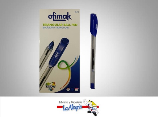 [TRIONGRIP2] BOLIGRAFO GEL CON TAPA AZUL OK112 UND MARCA OFIMAK