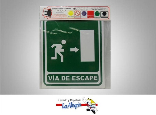 [VD03] SENAL VIA DE ESCAPE DERECHA 21,5X18CM MARCA ETINCA   