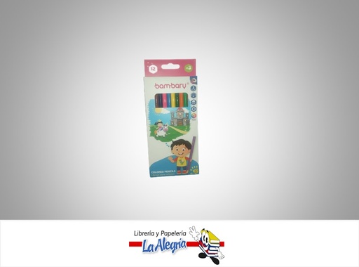 [7453086116487] LAPICES DE COLORES HEXAGONALES 12 COLORES MARCA BAMBARY
