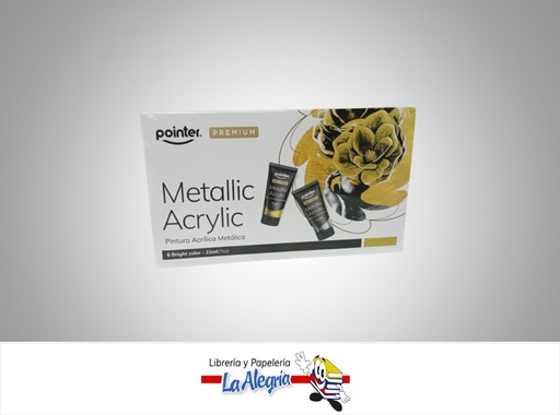 [7453038421430] PINTURA ACRILICA METALIZADA PREMIUM AP2280M 22ML 6 COLORES MARCA POINTER