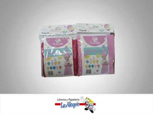 [7598928255099] DELANTAL/GORRO PARA COCINA UNICOLOR KIT  TALLA S MARCA PINTARETA
