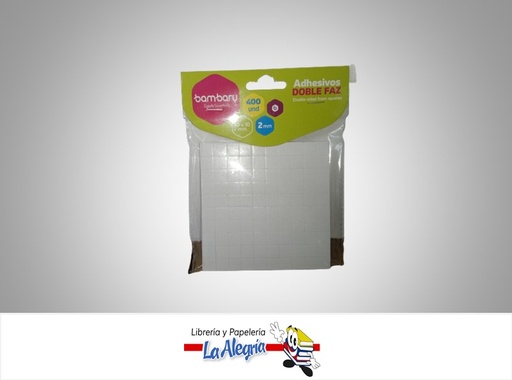 [7453086115107] ALMOHADILLA ADHESIVAS DOBLE FAZ 1X1X0.2CM PAQ 400UND MARCA BAMBARY