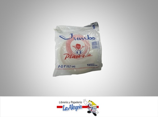 [7592147000010] PLATO PLASTICO 12,7 CM # 5 MARCA JUMBO PLASTIC PAQUETE  10  UND MARCA JUMBO PLAST