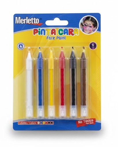 [7450009587638] MARCADOR PINTA CARITAS PAQUETE 6 COLORES MARCA MERLETTO