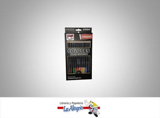 [7598874007810] LAPICES DE COLORES VIVOS BLACK COLECTION MINA 4MM 12 COLORES  MARCA CRISVI