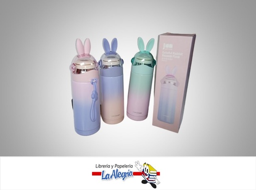 [6925749760197] TERMO DE AGUA 400 ML CONEJO JUST LOVE COLORES VARIADOS MARCA HELLO DREAM