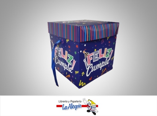 [CR2230] CAJA REGALO FELIZ CUMPLE 22X22X22CM AZUL MARCA S/M