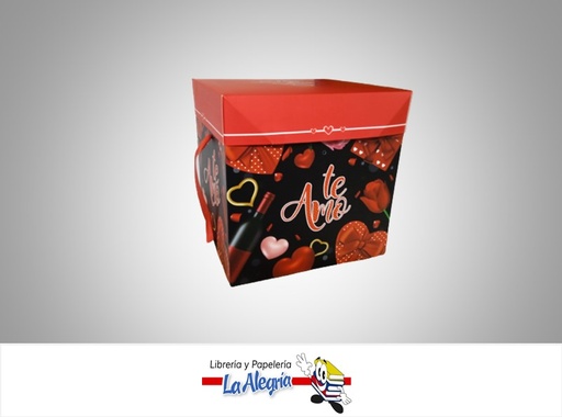 [CR1503] CAJA REGALO TE AMO 15X15X15 CM ROJO/NEGRO MARCA S/M