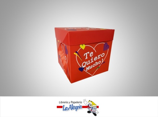 [CR1505] CAJA REGALO TE QUIERO MUCHO 15X15X15 CM ROJO BLANCO MARCA S/M