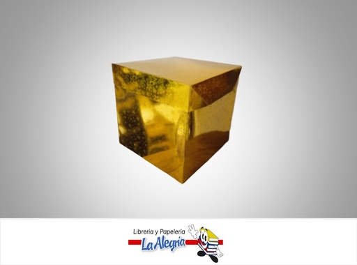 [CR1506] CAJA REGALO HOLOGRAFICA ESTRELLA 15X15X15 CM DORADO MARCA S/M