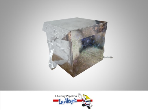 [CR1509] CAJA REGALO HOLOGRAFICA STAR 15X15X15 CM PLATA MARCA S/M