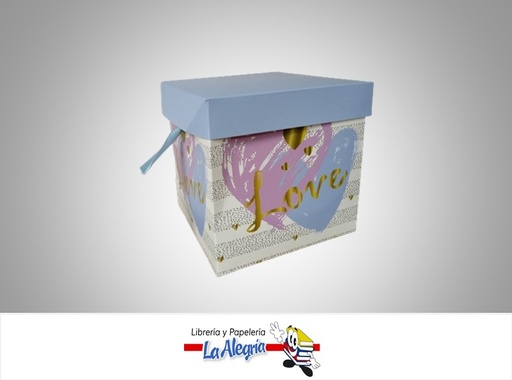 [CR1511] CAJA REGALO LOVE 15X15X15CM AZUL/VIOLETA MARCA S/M