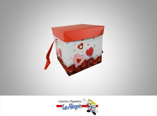 [CR1514] CAJA REGALO CORAZON/BOTON 15X15X15CM  ROJO MARCA S/M