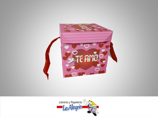[CR1520] CAJA REGALO TE AMO CORAZON 15X15X15CM ROJO/ROSADO MARCA S/M
