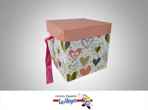 [CR1522] CAJA REGALO CORAZON 15X15X15CM PASTELES MARCA S/M