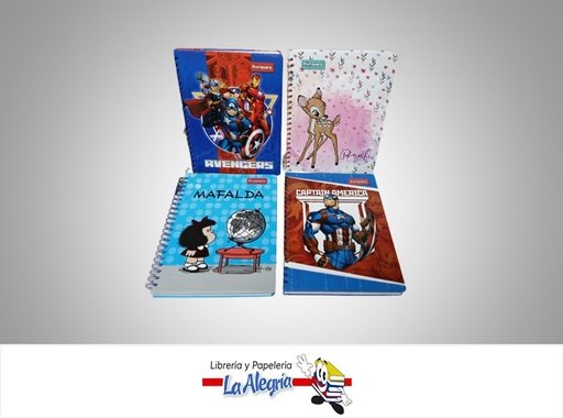 [7707463697299] LIBRETA ESPIRAL 6 MATERIAS 144 HOJAS DISNEY/MARVEL/MAFALDA MARCA PRIMAVERA