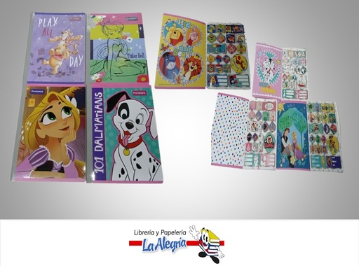 [7707463697152] LIBRETA COSIDA DISNEY 100 HOJAS 1 LINEA CON STICKERS MARCA PRIMAVERA