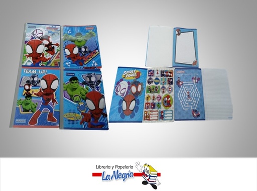 [7707463697213] LIBRETA COSIDA MARVEL 100 HOJAS 1 LINEA CON STICKERS MARCA PRIMAVERA