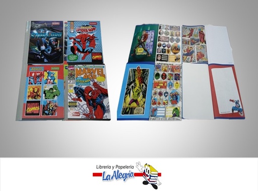 [7707463697237] LIBRETA COSIDA MARVEL 100 HOJAS CUADRICULADO CON STICKERS MARCA PRIMAVERA